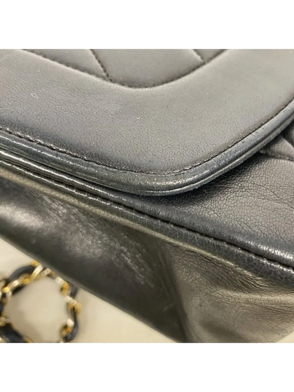 Chanel Shoulder Bag Diana Lambskin Black Gold
